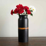 The Vega Vase in Black with Dark Wood