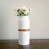 The Vega Vase in White with Dark Wood