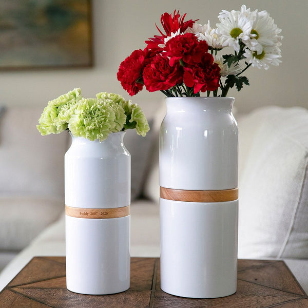 The Vega Vase in White with Light Wood